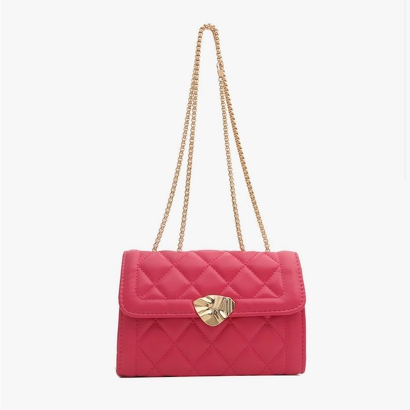 YNS Generic Pink and Gold Crossbody Bag with Quilted Design - Picture 1 of 1